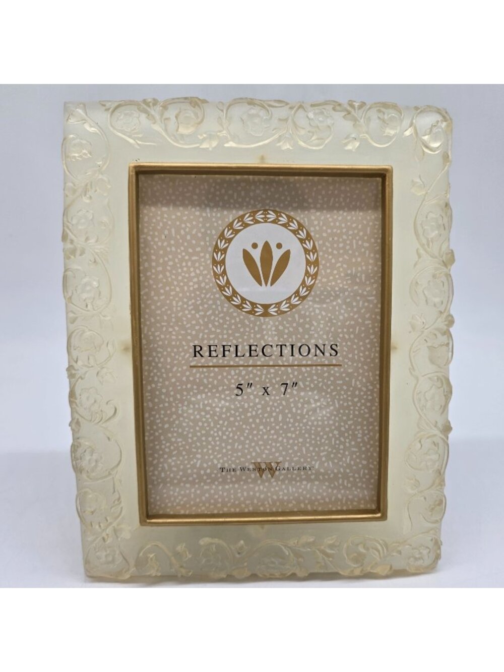 Elegant Embossed Transparent Floral Photo Frame With Gold Trim For 5"x7" Acrylic